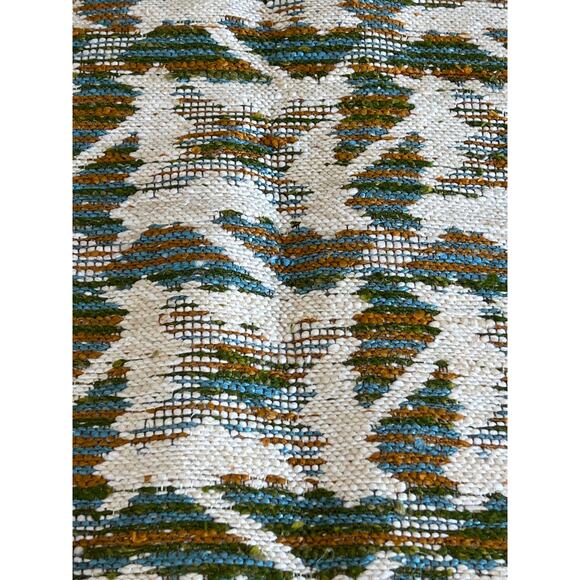Vtg Tapestry Upholstery Fabric 66x55 Tribal Woven Jacquard Turquoise Brown Cream - Picture 9 of 10